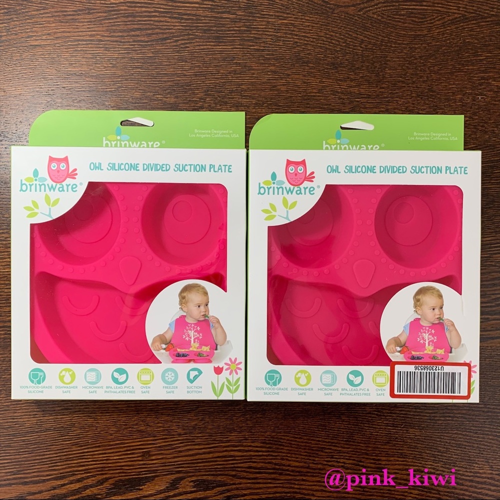 Set of 2 Brinware Silicone Owl Divided Suction Plates